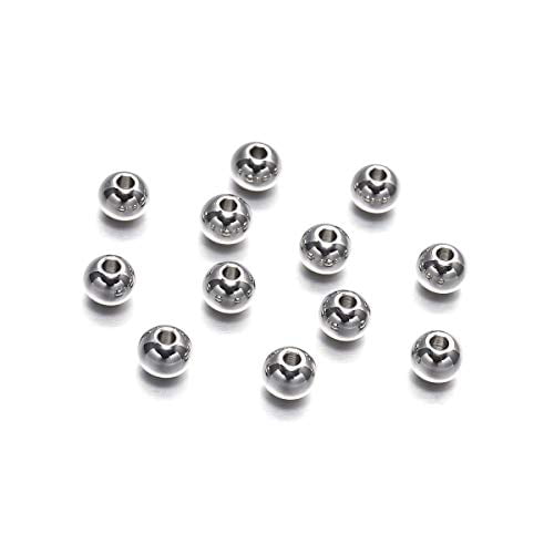 100PCs Stainless Steel Smooth Spacer Beads Silver Tone